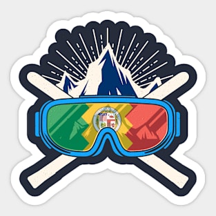 Los Angeles Flag California Ski Skiing Skier Sticker